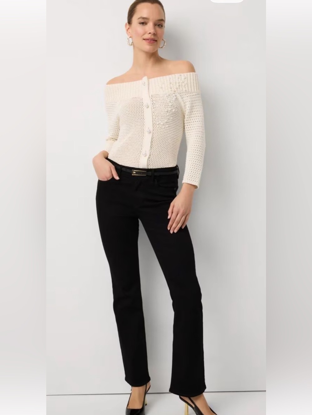 WHBM NWOT Everlasting Black Mid-Rise  Slim Boot Cut Leg Women’s Jeans